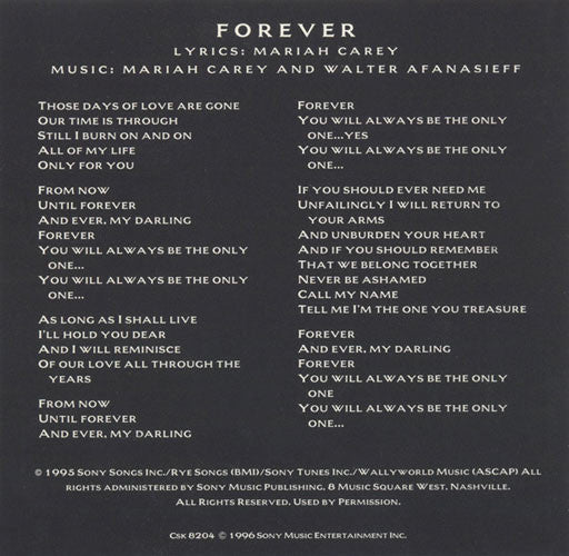 Mariah Carey : Forever (CD, Single, Promo)