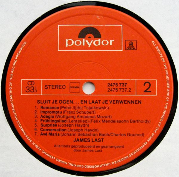 James Last : Sluit Je Ogen... En Laat Je Verwennen (LP, Comp)