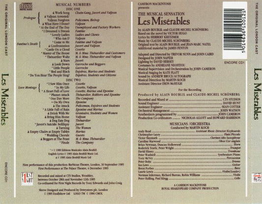 Alain Boublil And Claude-Michel Schönberg : Les Misérables - The Original London Cast (2xCD, RE)