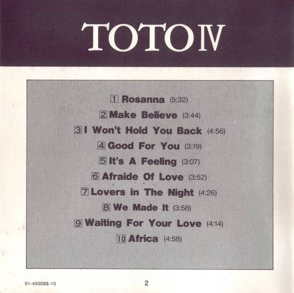Toto : Toto IV (CD, Album, RE, RP)