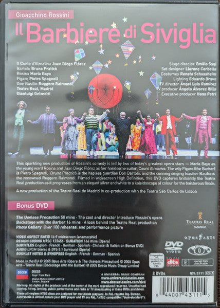 Rossini* / María Bayo • Juan Diego Flórez* • Pietro Spagnoli • Ruggero Raimondi • Bruno Praticò • Gianluigi Gelmetti • Emilio Sagi : Il Barbiere Di Siviglia (2xDVD-V, NTSC)
