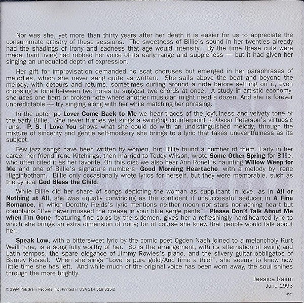 Billie Holiday : Verve Jazz Masters 12 (CD, Comp)