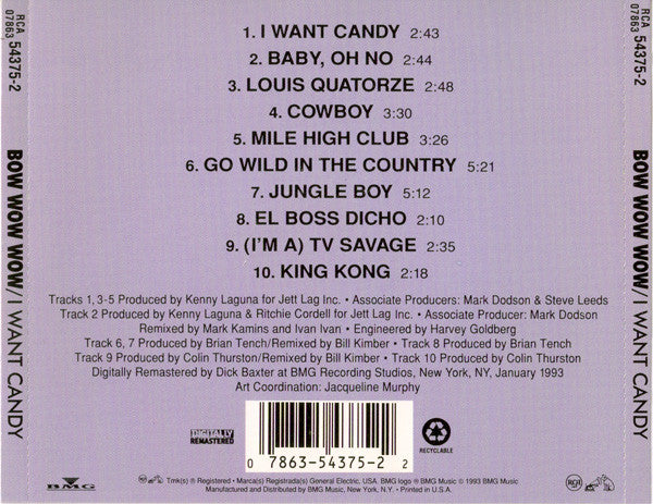 Bow Wow Wow : I Want Candy (CD, Album, RE, RM)