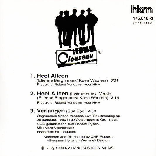 Clouseau : Heel Alleen (CD, Single)