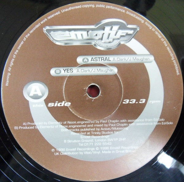 Elementz Of Noize : Astral / Yes (12")