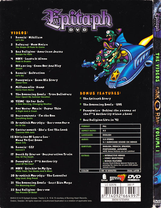 Various : Punk O Rama, The Videos, Volume 1 (DVD-V, Comp)