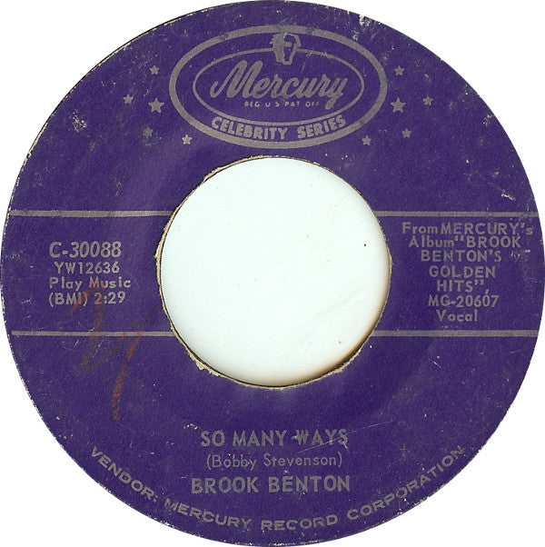 Brook Benton : Endlessly / So Many Ways (7", RE, Styrene)