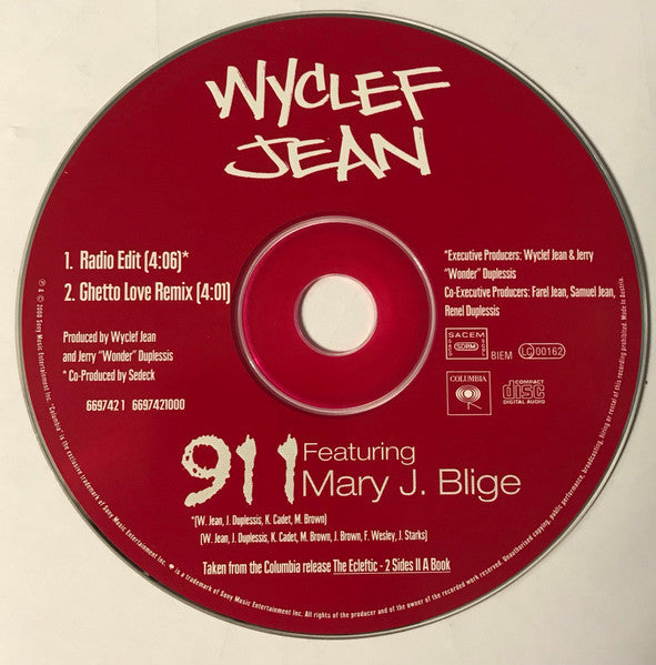 Wyclef Jean Featuring Mary J. Blige : 911 (CD, Single, Car)