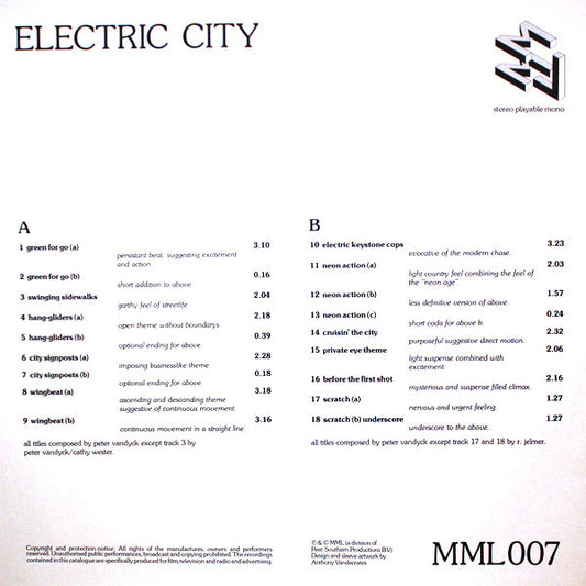 Peter Vandyck, Cathy Wester, Robert Jelmer : Electric City (LP)