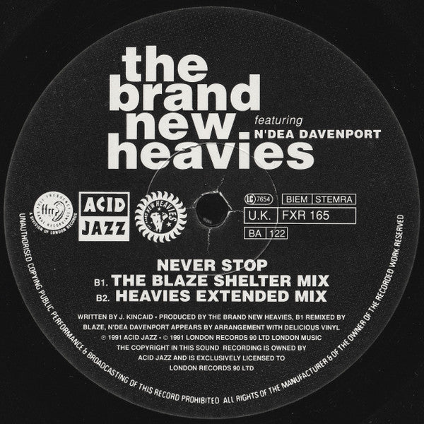 The Brand New Heavies Featuring N'Dea Davenport : Never Stop - The Blaze Remixes (12", Single)