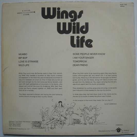 Wings (2) : Wild Life (LP, Album)