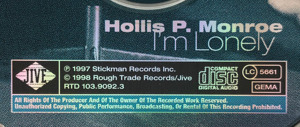Hollis P. Monroe : I'm Lonely (CD, Single, Car)
