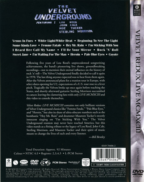The Velvet Underground : Velvet Redux Live MCMXCIII (DVD-V, RE, RM, NTSC)