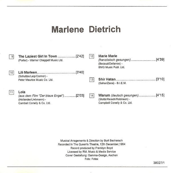 Marlene Dietrich : Marlene Dietrich (CD, Comp)