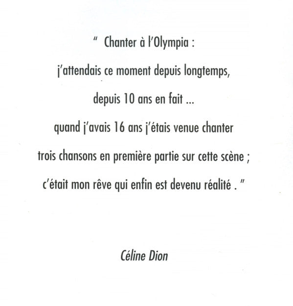 Céline Dion : À L'Olympia (CD, Album)