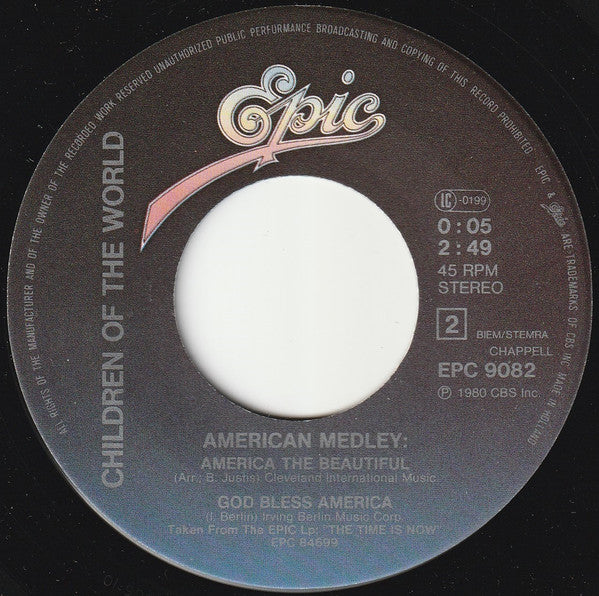 Children Of The World (2) Featuring Ellen Foley And Jimmy Hall : The Time Is Now (7", Single)