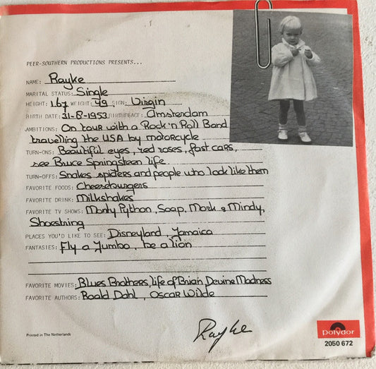 Rayke : It's Rainin' In My Heart (7", Single)