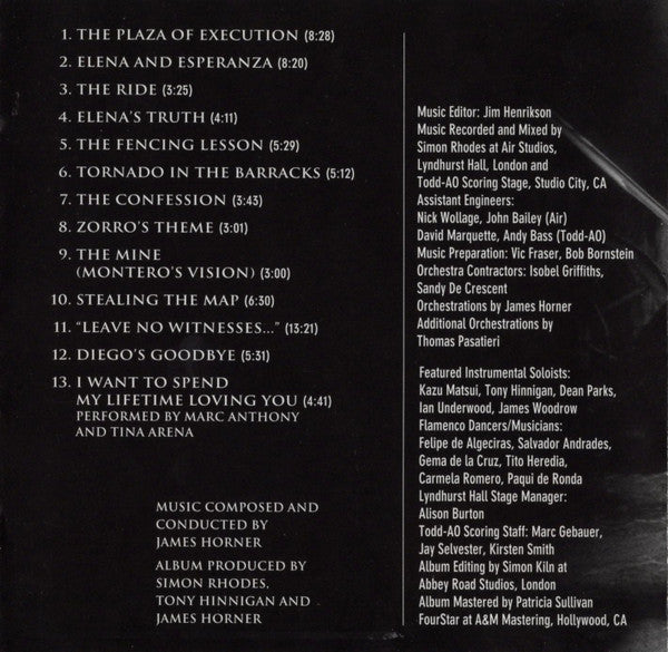 James Horner : The Mask Of Zorro (Music From The Motion Picture) (CD, Album)