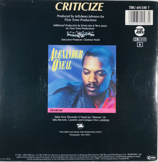 Alexander O'Neal : Criticize (7", Single)