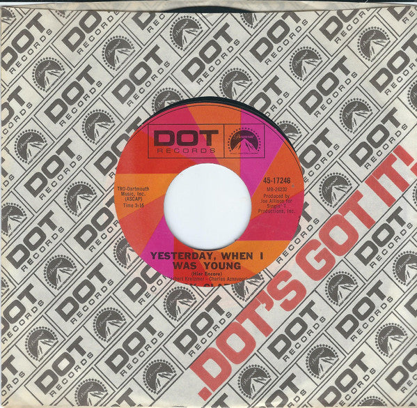 Roy Clark : Yesterday, When I Was Young (Hier Encore) / Just Another Man (7", Single, Styrene, Mon)