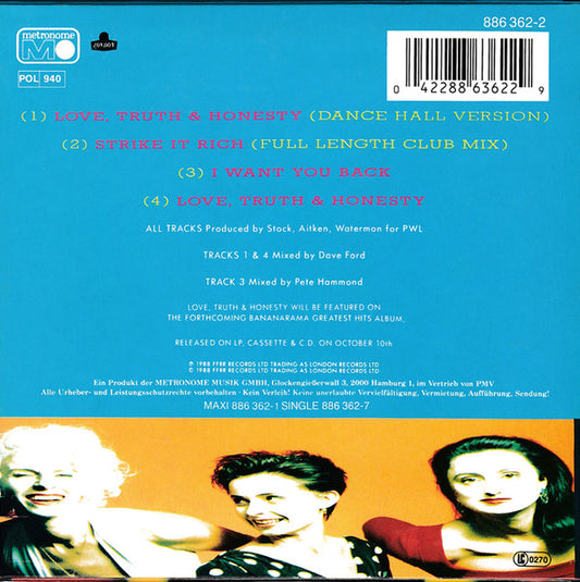 Bananarama : Love, Truth & Honesty (CD, Maxi)