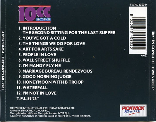 10cc : 10cc In Concert (CD, Album, Abr)