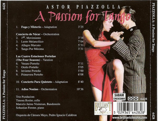 Trio Fundacion Astor Piazolla / Orquestra De Cámara Mayo : Astor Piazzolla - A Passion For Tango (CD, Album)