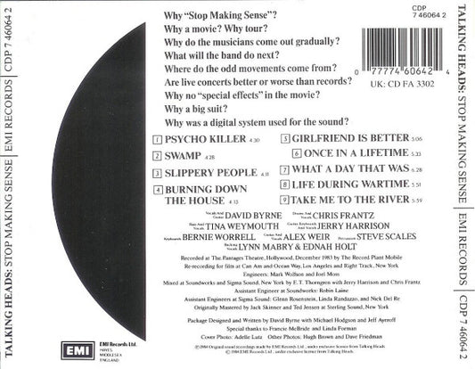 Talking Heads : Stop Making Sense (CD, Album, RE)