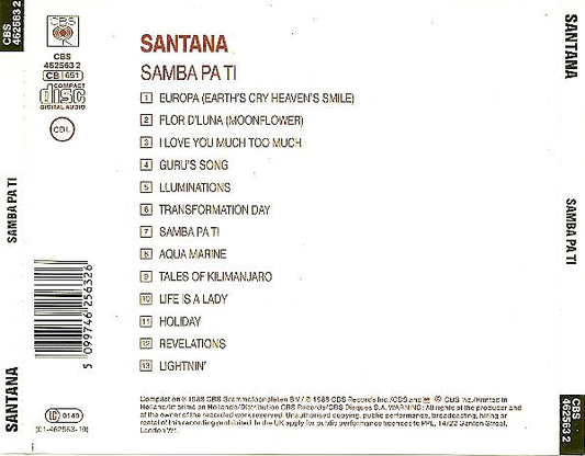 Santana : Samba Pa Ti (CD, Comp, RP)
