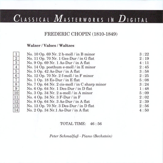 Frédéric Chopin, Peter Schmalfuß : Walzer = Valses = Waltzes (CD)