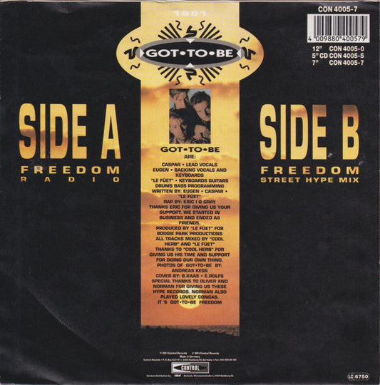 Got To Be : Freedom (7", Single)