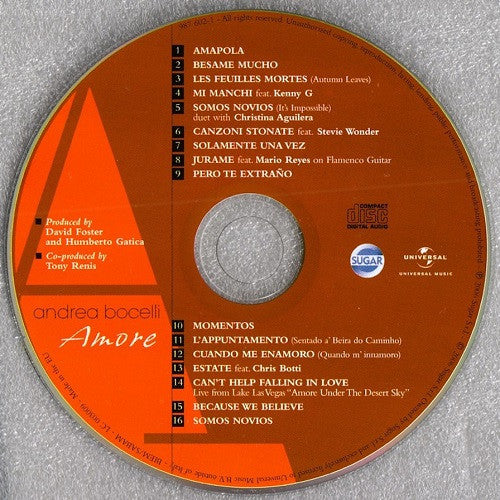 Andrea Bocelli : Amore (CD, Album, Sup)