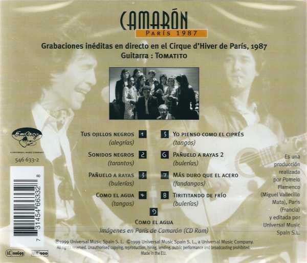 El Camarón De La Isla Con Tomatito : París 1987 (CD, Album, Enh)