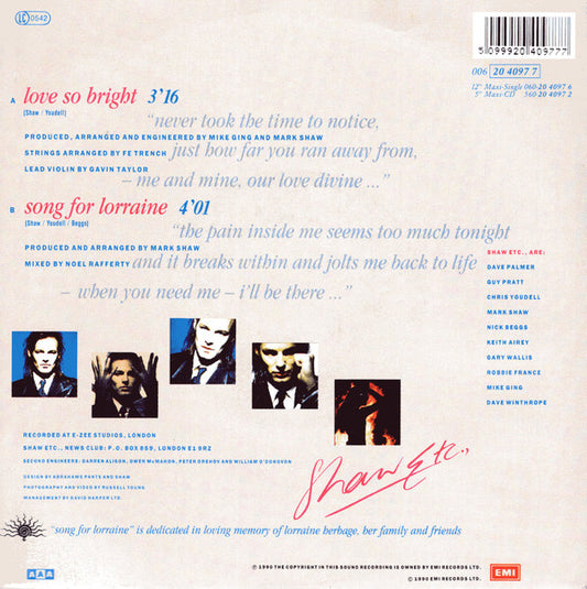 Mark Shaw : Love So Bright (7")