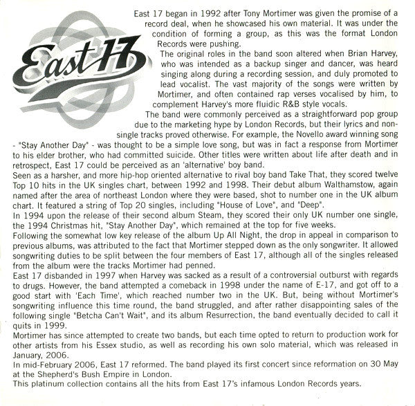 East 17 : The Platinum Collection (CD, Comp)