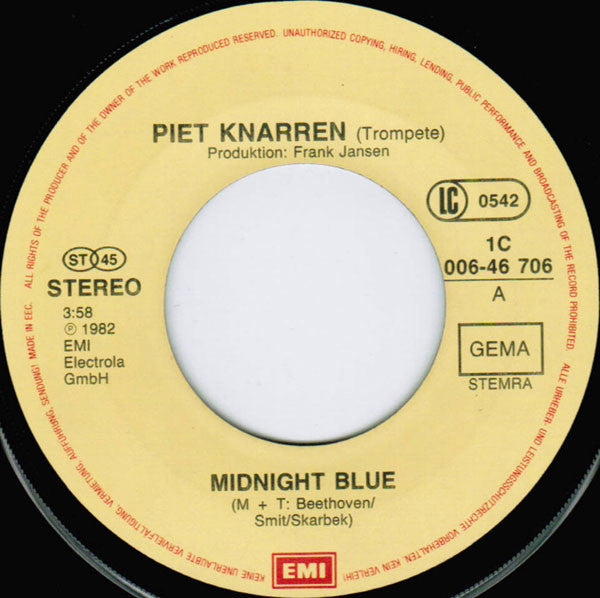 Piet Knarren : Midnight Blue (7", Single)