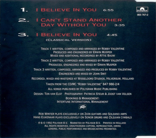 Robby Valentine : I Believe In You (CD, Maxi)