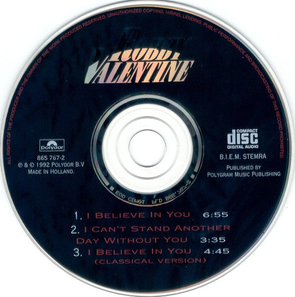 Robby Valentine : I Believe In You (CD, Maxi)