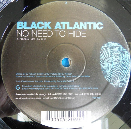 Black Atlantic : No Need To Hide (12")