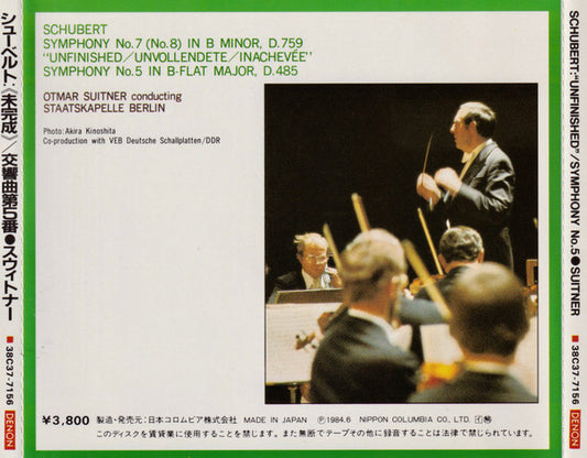 Franz Schubert, Otmar Suitner, Staatskapelle Berlin : Symphony No.7 (No.8) In B Minor, D.759 "Unfinished" / Symphony No.5 In B-Flat Major, D.485 (CD, Album)