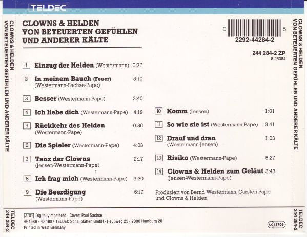 Clowns & Helden : Von Beteuerten Gefühlen Und Anderer Kälte (CD, Album, RE)