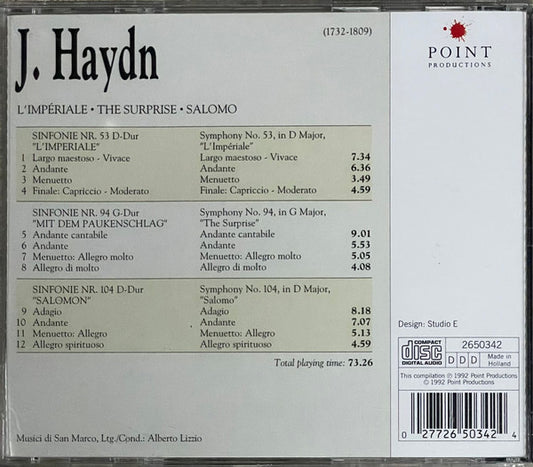 Joseph Haydn - Musici Di San Marco / Alberto Lizzio : Symphony No. 53 L´Imperiale, Nº 94 The Surprise, Nº 104 Salomo (CD, Album)