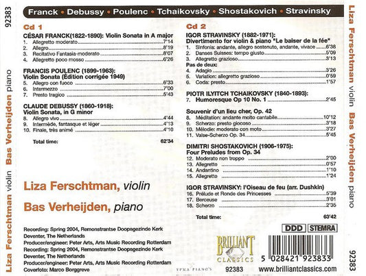 Liza Ferschtman / Bas Verheijden : Liza Ferschtman Violin Bas Verheijden Piano (2xCD, Album)