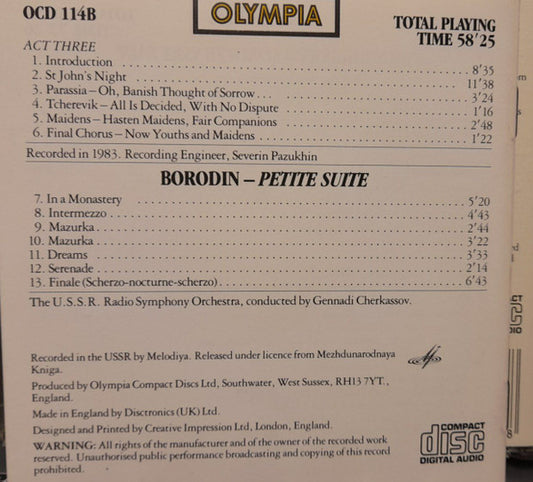 Mussorgsky*, Soloists*, Stanislavsky Chorus*, Stanislavsky Orchestra*, V. Esipov* / Borodin*, USSR RSO*, Cherkasov* : Opera - Sorochintsy / Petite Suite (2xCD, Comp)