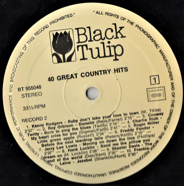 Various : 40 Great Country Hits (2xLP, Comp)