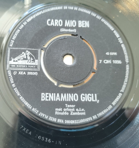 Beniamino Gigli : Santa Lucia / Caro Mio Ben (7", Single, Mono)