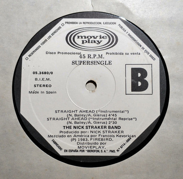 Nick Straker Band : Straight Ahead = Todo Recto (12", Maxi, Promo)