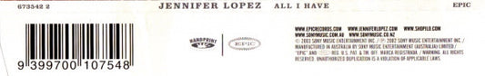 Jennifer Lopez Featuring LL Cool J : All I Have (CD, Single)
