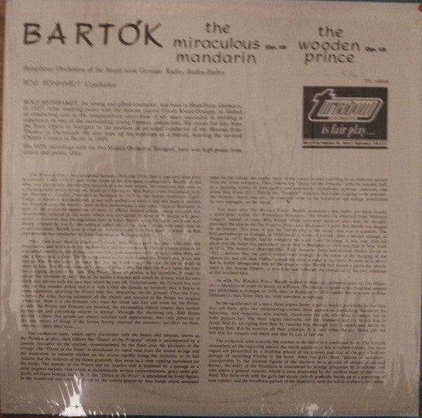 Béla Bartók, Südwestfunkorchester Baden-Baden, Rolf Reinhardt : The Miraculous Mandarin / The Wooden Prince (LP, Album, RP)