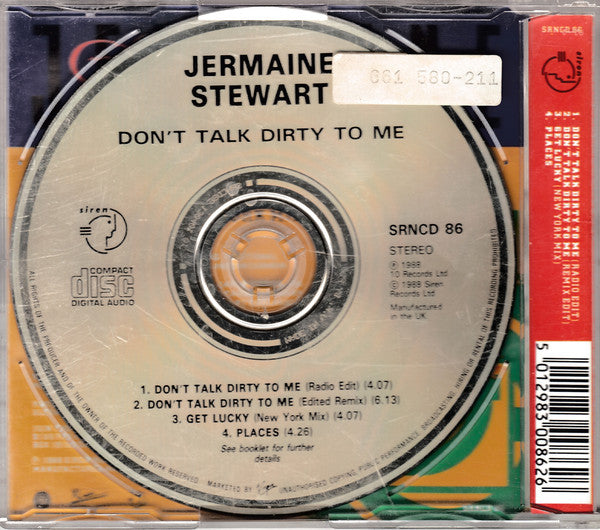 Jermaine Stewart : Don't Talk Dirty To Me (CD, Single)